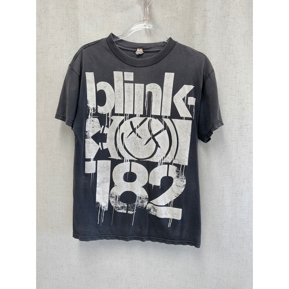 Blink-182 Cotton Graphic Logo Black T-Shirt Mens Medium Y2K Skate Emo Tee